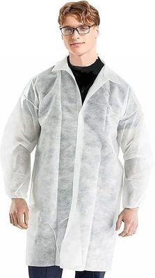 흰색 일회용 폴리프로필렌 실험실 코트 크기 M L XL 2XL