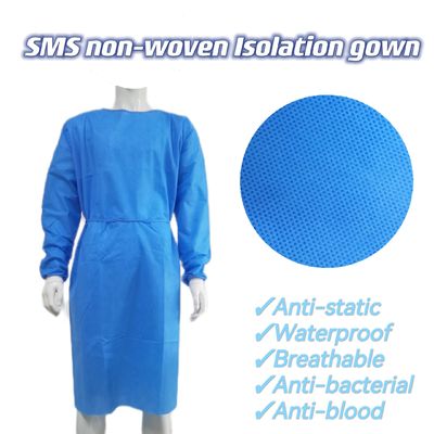 물 막성 정전성 SMS 비 직물 격리 드레스 성인용 AAMI 레벨 1 2 3
