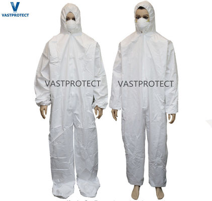 PPE 안전 보호 의류 인쇄 50GSM 60GSM 65GSM Tyvek 흰색 모자 가운