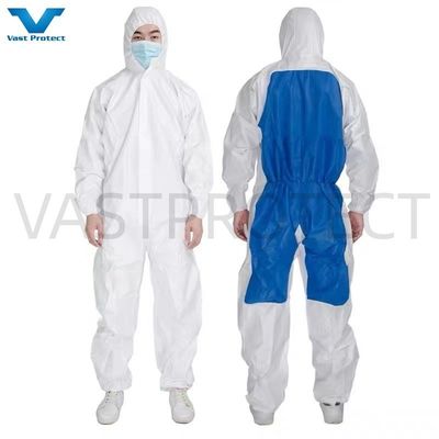 VPT621 산업용 안전용 PPE 방수 흡수 화학용 흰색 일회용 복장