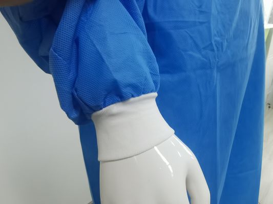 VASTPROTECT-501 숨쉬는 수술 드레스 부드러운 하이포 알레르기 항원 티 백 스타일 En1149 항 정지성 성인 사이즈 파란색