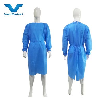 파란색 SMS 일회용 수술 장옷과 넥타이 수갑 유체 방지 M/L/XL
