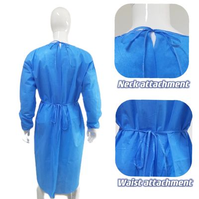 파란색 SMS 일회용 수술 장옷과 넥타이 수갑 유체 방지 M/L/XL