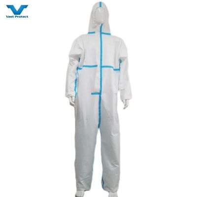 완전히 닫힌 PP PE 55GSM 모자 가두 한 번 사용 할 수 있는 보호 백색 Tyvek 400 커버올 S-5XL