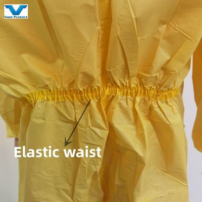 VASTPROTECT-609 노란색 일회용복 화학 저항 보호복 175*140cm