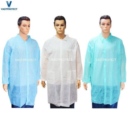 1회용 방문자 실험실 코트 의사 간호사 직선 마이크로 포러스 / PP / SMS 비조직 PP