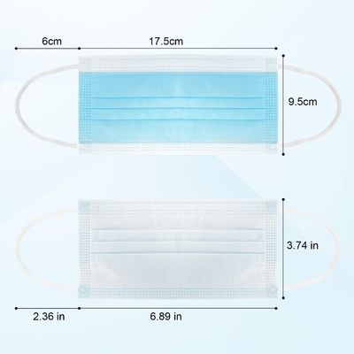 성인용 숨쉬는 부드러운 편안한 3 플라이 일회용 마스크 Earloop 14.5 * 9.5 Cm