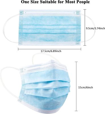 평면 고 필터 일회용 3 플라이 얼굴 마스크 항균 바이러스 블루 다른 색상 블루